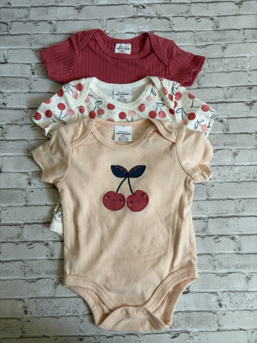 Petit Lem’s Mini Threads Girls 3pk One Piece Size 9mo NWT